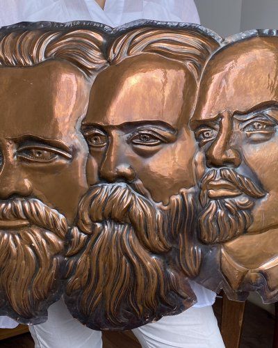 Plaque Camp Komsomol – Lenine Marx Engels – Bas Relief – Cuivre